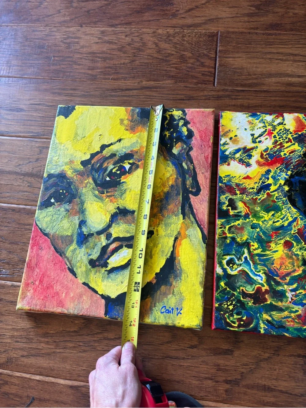 2 locally-made Painted Canvases by artist -Unique, EUC